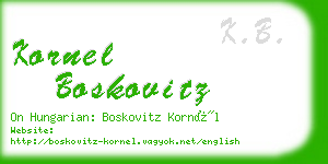 kornel boskovitz business card
